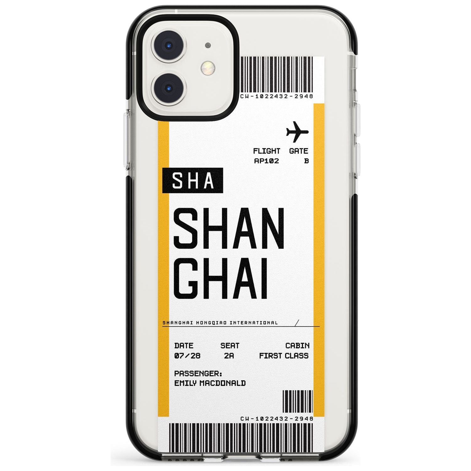 Shangai Boarding Pass iPhone Case Black Impact Custom Phone Case - Case Warehouse