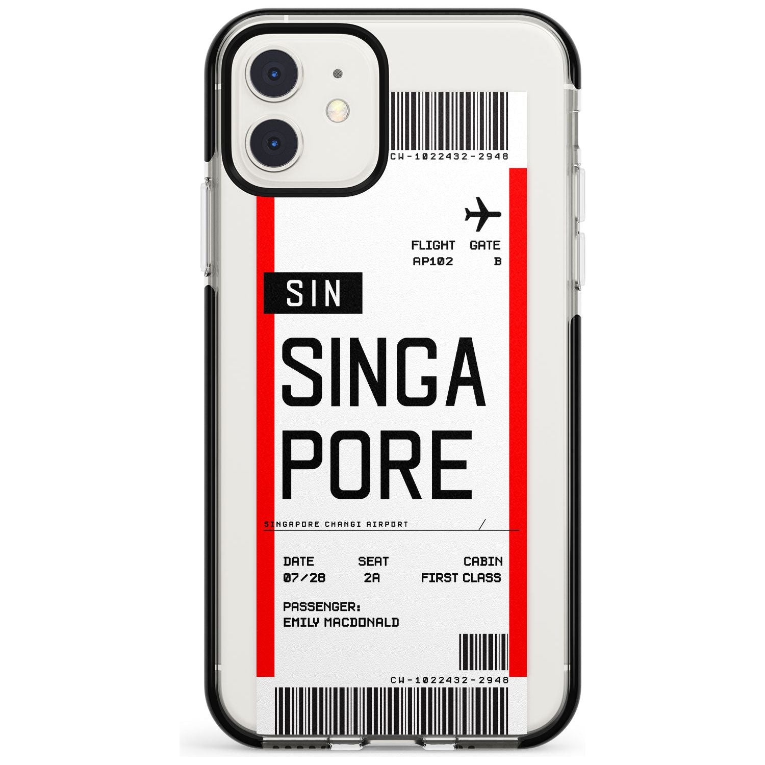 Singapore Boarding Pass iPhone Case Black Impact Custom Phone Case - Case Warehouse