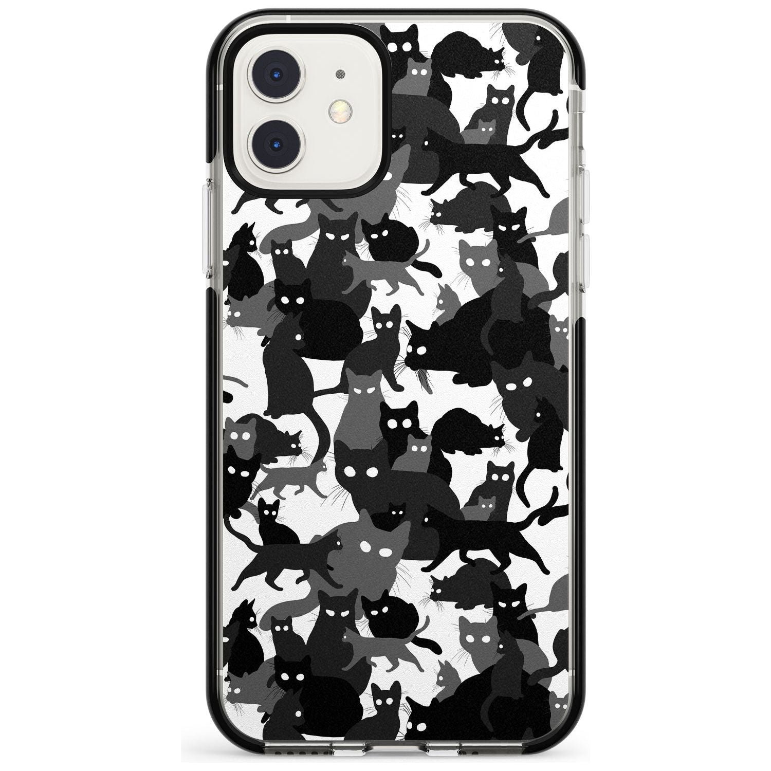 Black & White Cat Camouflage iPhone Case Black Impact Phone Case - Case Warehouse