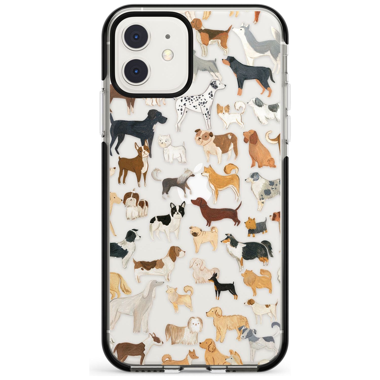 Hand Painted Dogs Black Impact Phone Case for iPhone 11