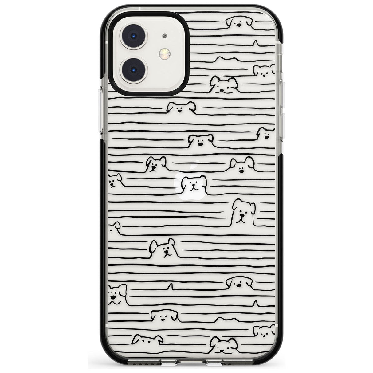 Dog Line Art - Black Black Impact Phone Case for iPhone 11