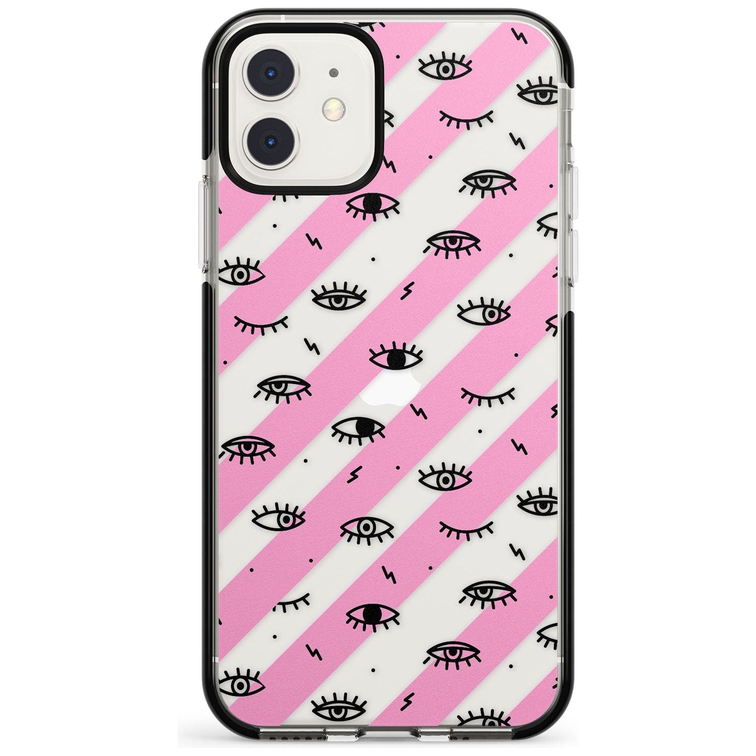 Pink Stripe Eyes iPhone Case Black Impact Phone Case - Case Warehouse