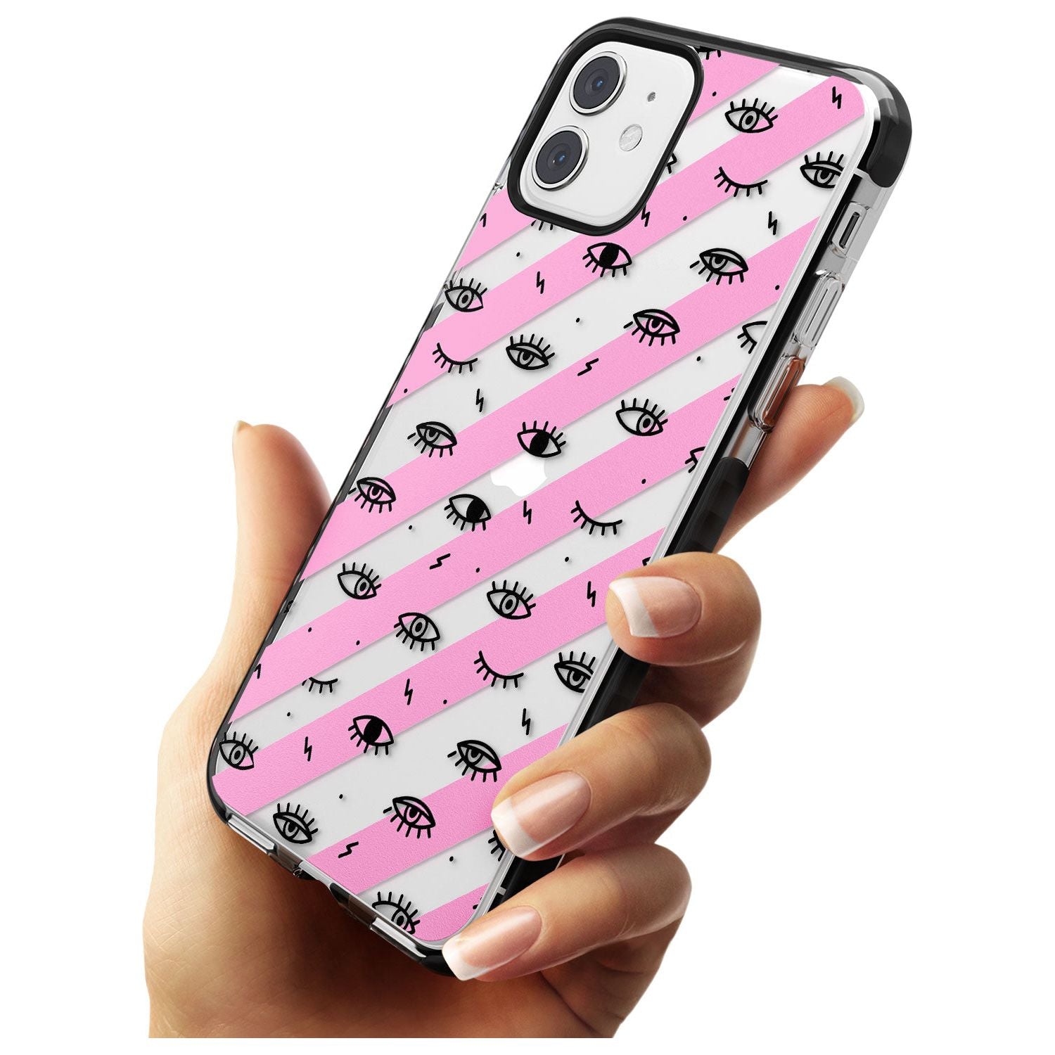 Pink Stripe Eyes iPhone Case Phone Case - Case Warehouse