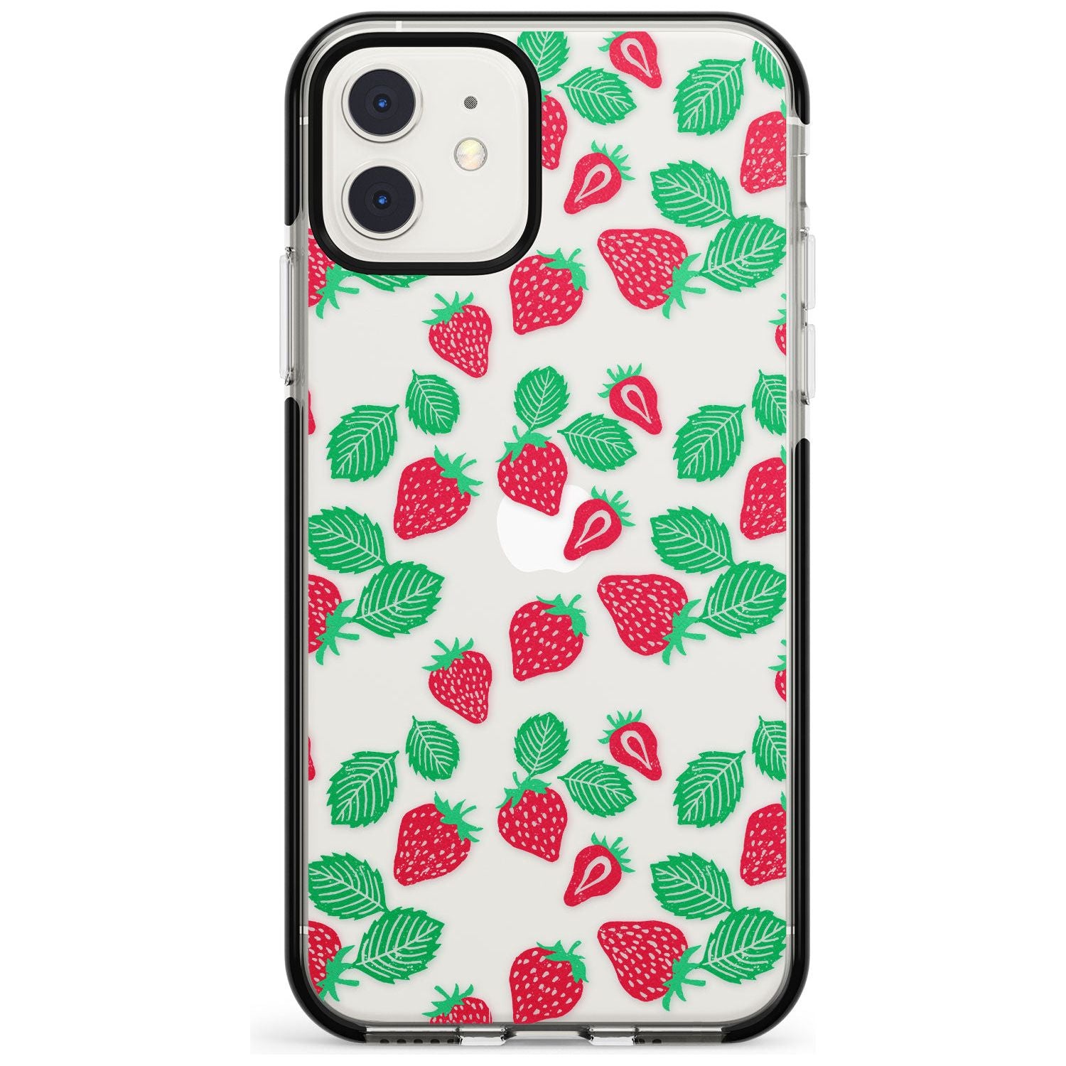 Strawberry Pattern iPhone Case Black Impact Phone Case - Case Warehouse