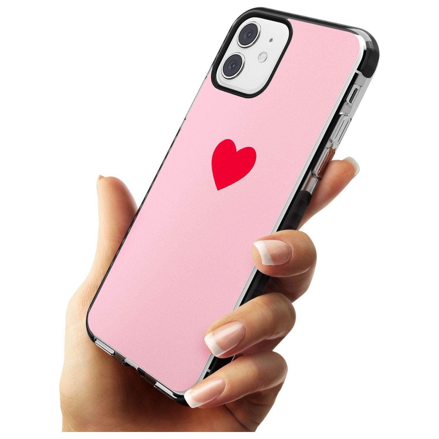 Single Heart Red & Pink Black Impact Phone Case for iPhone 11