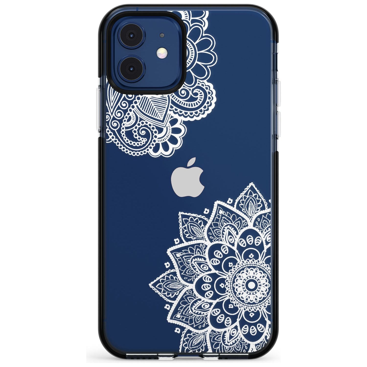 White Henna Florals Black Impact Phone Case for iPhone 11 Pro Max