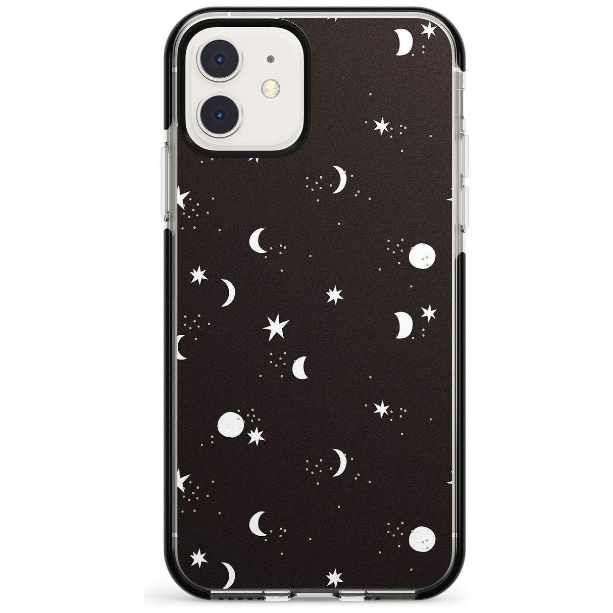 Funky Moons & Stars Phone Case iPhone 11 / Black Impact Case,iPhone 12 Mini / Black Impact Case Blanc Space