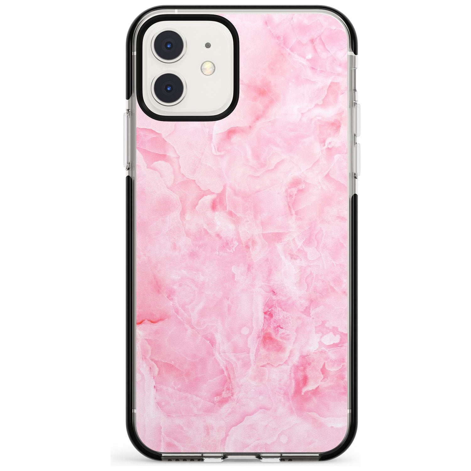 Bright Pink Onyx Marble Texture iPhone Case Black Impact Phone Case - Case Warehouse