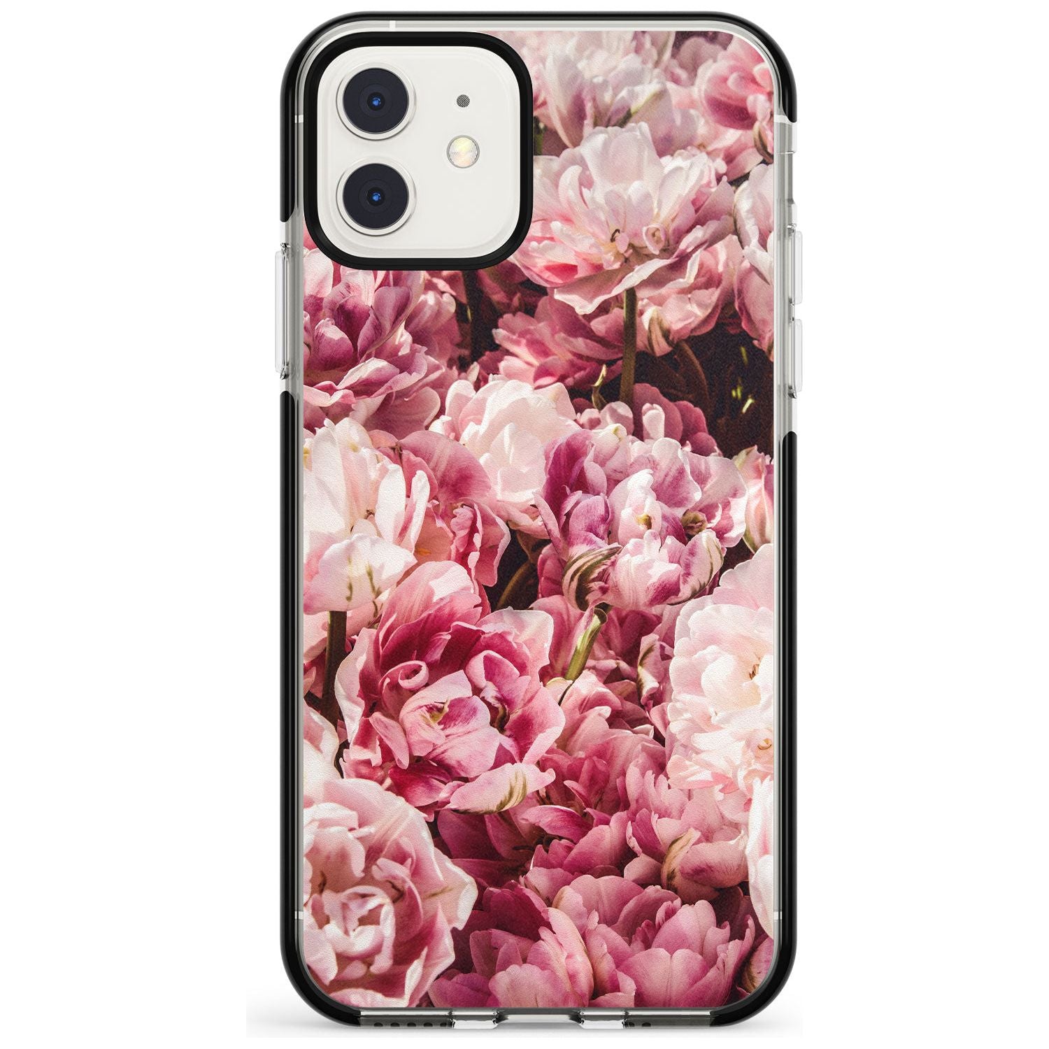 Pink Peonies iPhone Case Black Impact Phone Case - Case Warehouse