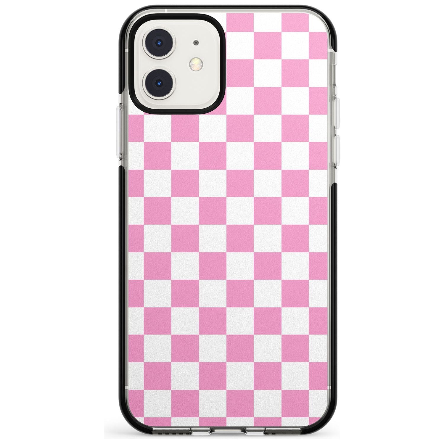 Pink Checkered iPhone Case Black Impact Phone Case - Case Warehouse