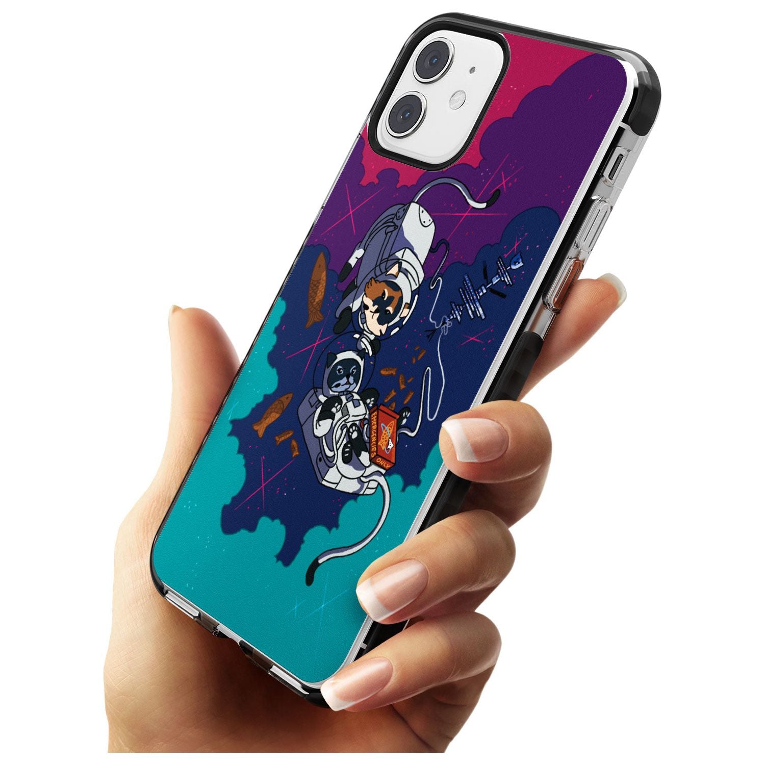 CATS IN SPACE Pink Fade Impact Phone Case for iPhone 11 Pro Max