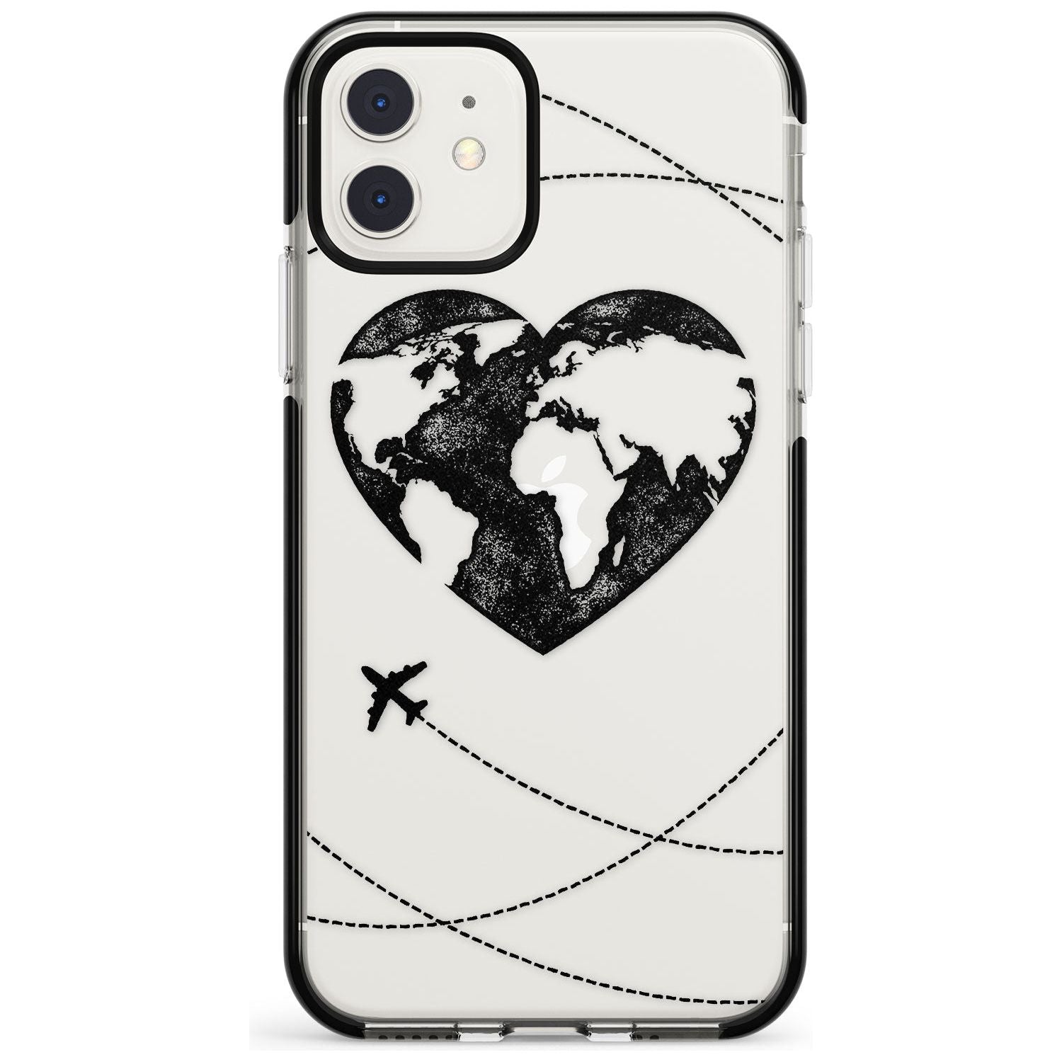 Globe Heart iPhone Case Black Impact Phone Case - Case Warehouse