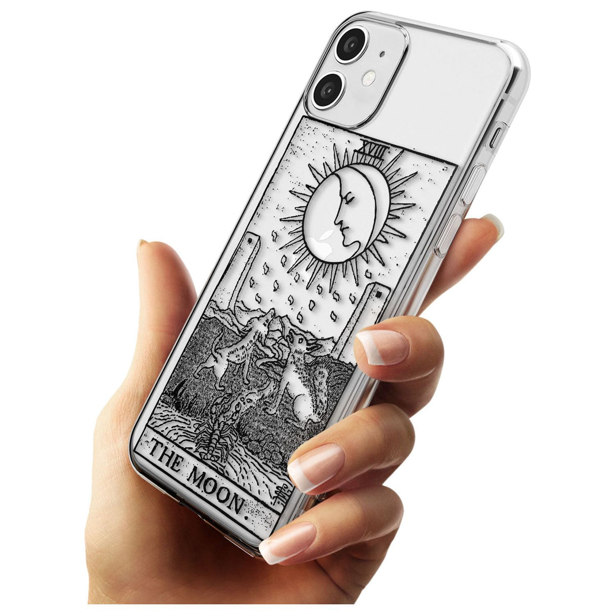 The Moon Tarot Card - Transparent Black Impact Phone Case for iPhone 11