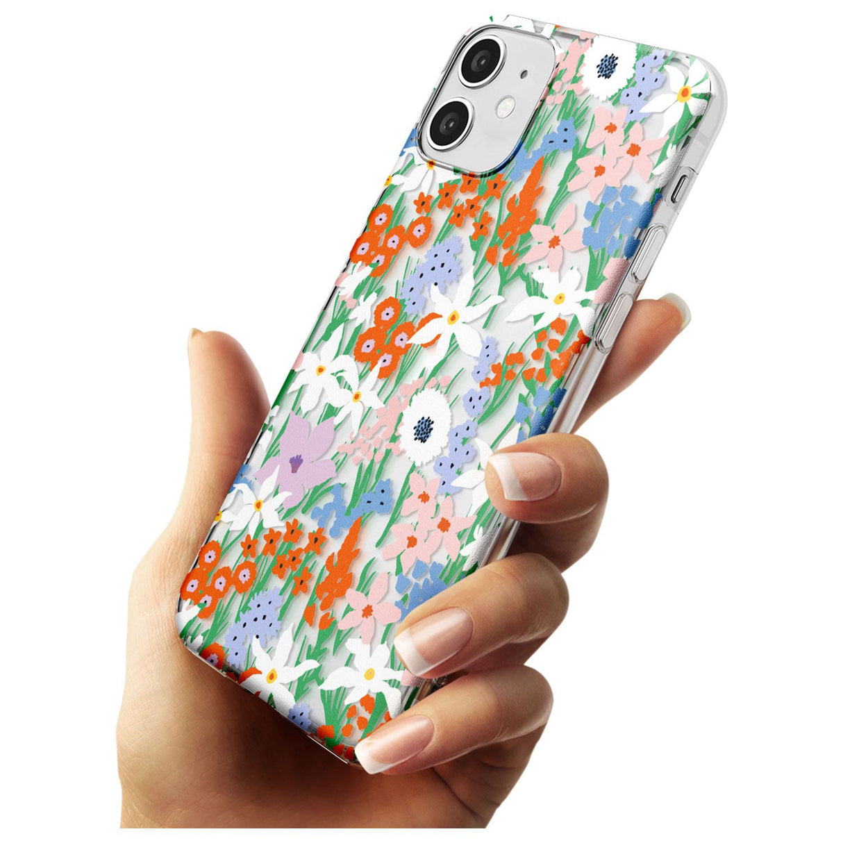 Springtime Meadow: Transparent Black Impact Phone Case for iPhone 11
