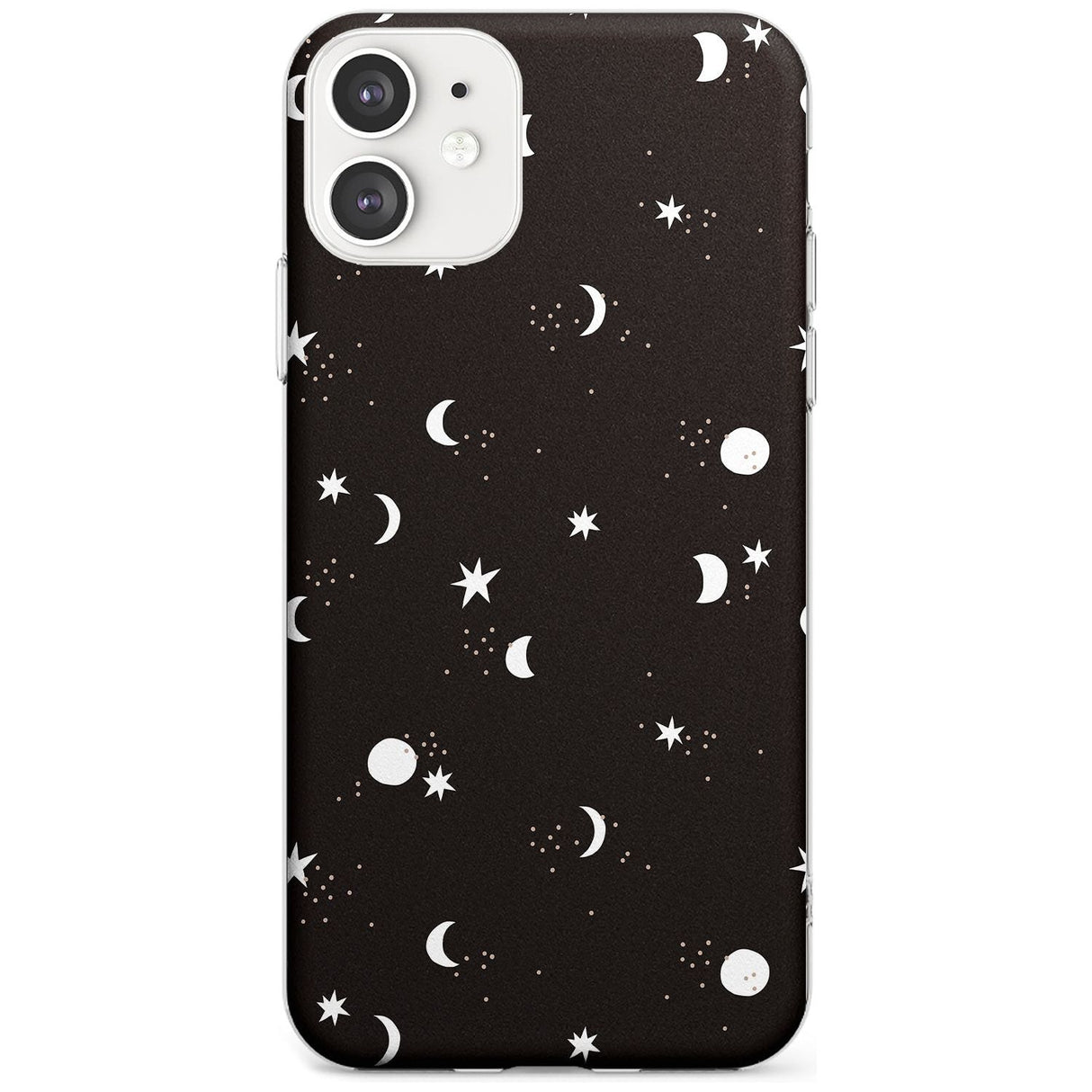 Funky Moons & Stars Phone Case iPhone 11 / Clear Case,iPhone 12 / Clear Case,iPhone 12 Mini / Clear Case Blanc Space