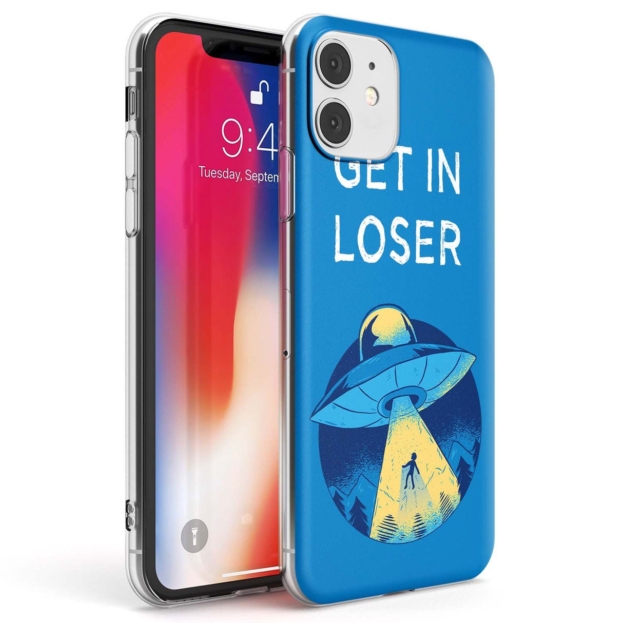 Get in Loser UFO Phone Case iPhone 11 / Clear Case,iPhone 12 / Clear Case,iPhone 12 Mini / Clear Case Blanc Space