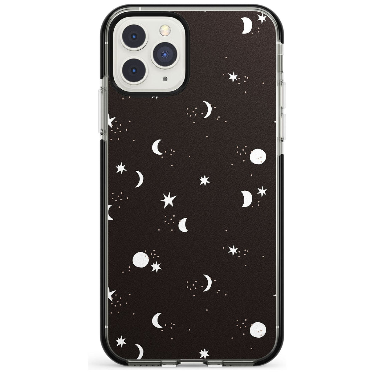 Funky Moons & Stars Phone Case iPhone 11 Pro Max / Black Impact Case,iPhone 11 Pro / Black Impact Case,iPhone 12 Pro Max / Black Impact Case Blanc Space