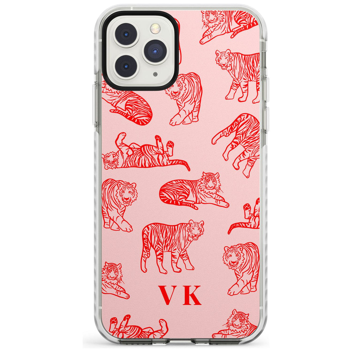 Red Tiger Outlines on Pink iPhone Case  Impact Case Custom Phone Case - Case Warehouse