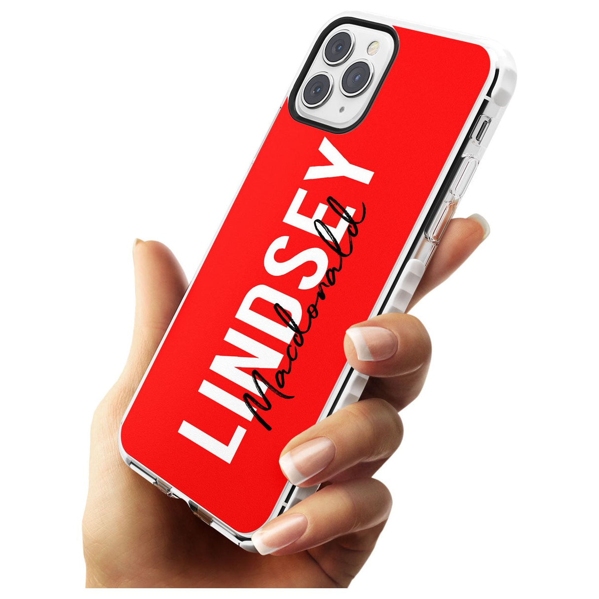 Bold Custom Name: Red Impact Phone Case for iPhone 11 Pro Max