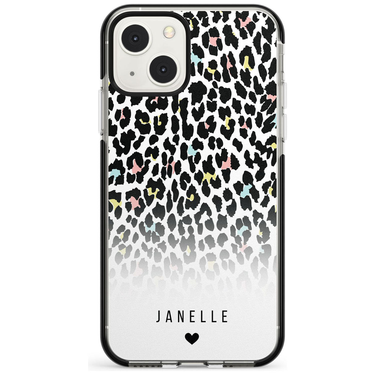 Personalised Pastel Leopard Spots Custom Phone Case iPhone 13 Mini / Black Impact Case Blanc Space