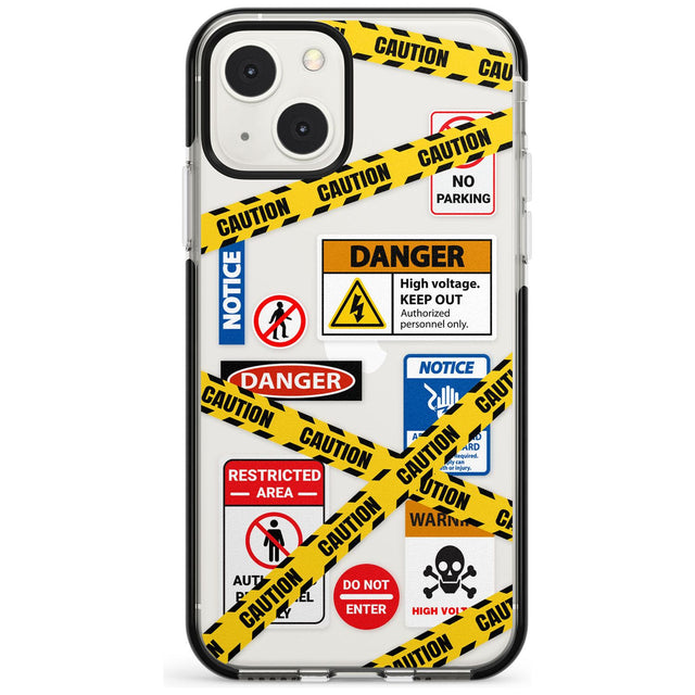 CAUTION Phone Case iPhone 13 Mini / Black Impact Case Blanc Space