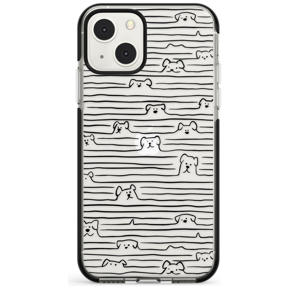 Dog Line Art - Black Phone Case iPhone 13 Mini / Black Impact Case Blanc Space