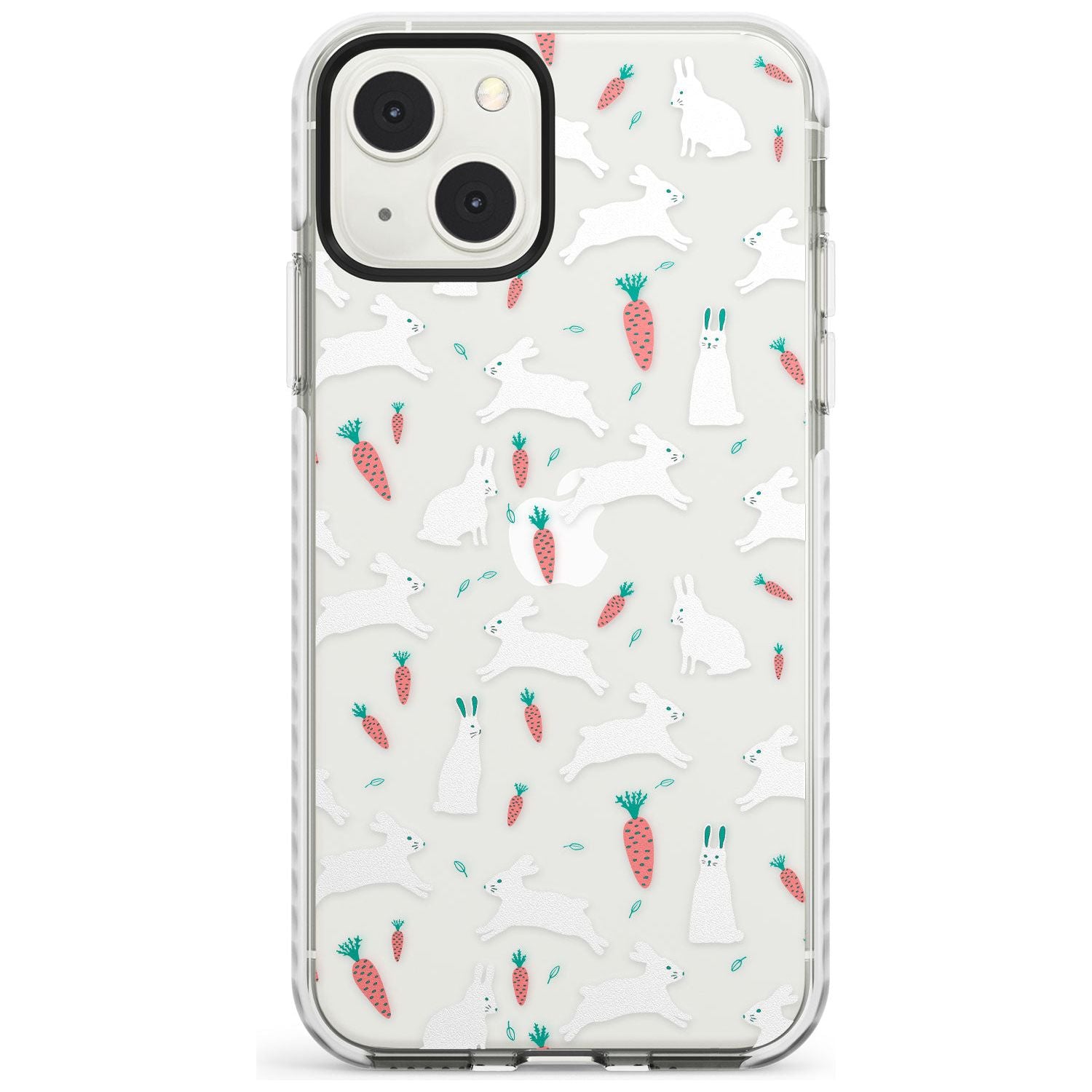 White Bunnies and Carrots Impact Phone Case for iPhone 13 & 13 Mini