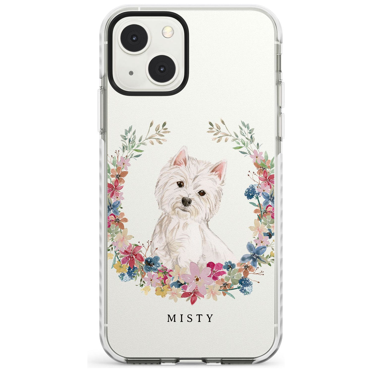 Personalised Westie Watercolour Dog Portrait Custom Phone Case iPhone 13 Mini / Impact Case Blanc Space