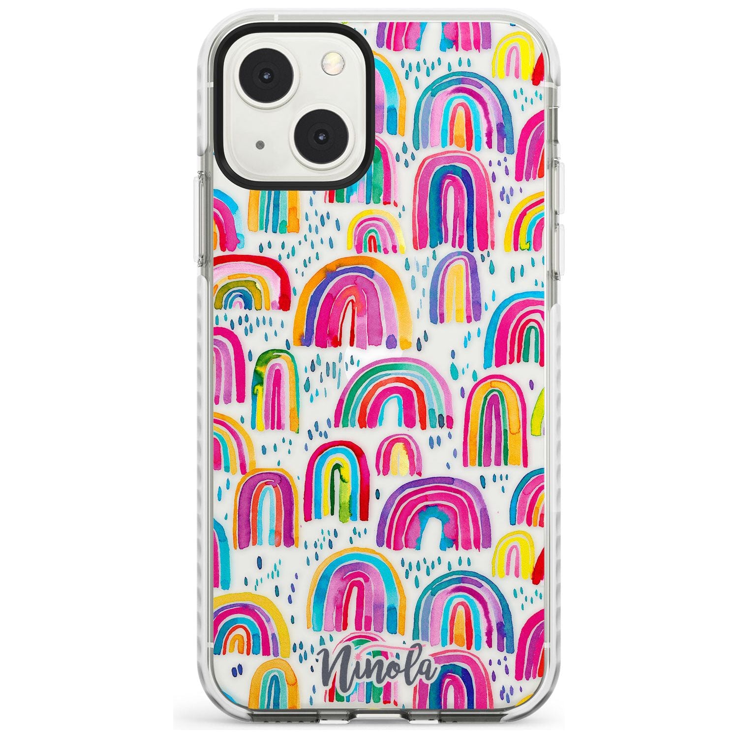 Cute Watercolor Rainbows Phone Case iPhone 13 Mini / Impact Case Blanc Space