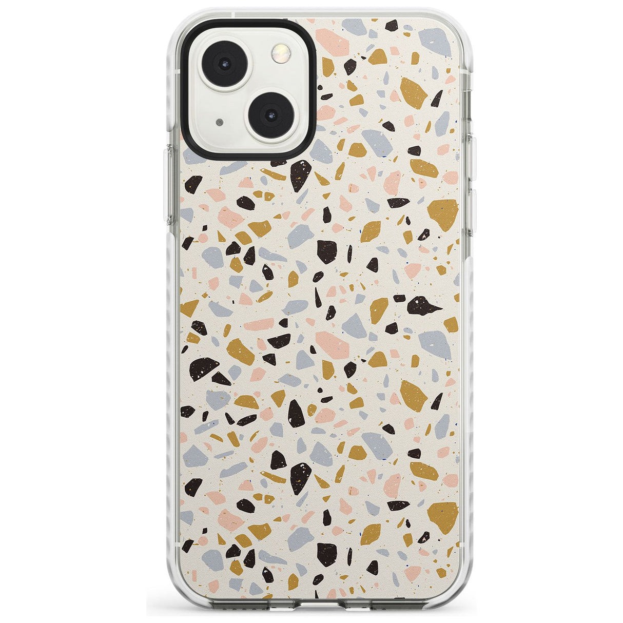Pale Pink, Blue, & Mocha Terrazzo Pattern Phone Case iPhone 13 Mini / Impact Case Blanc Space