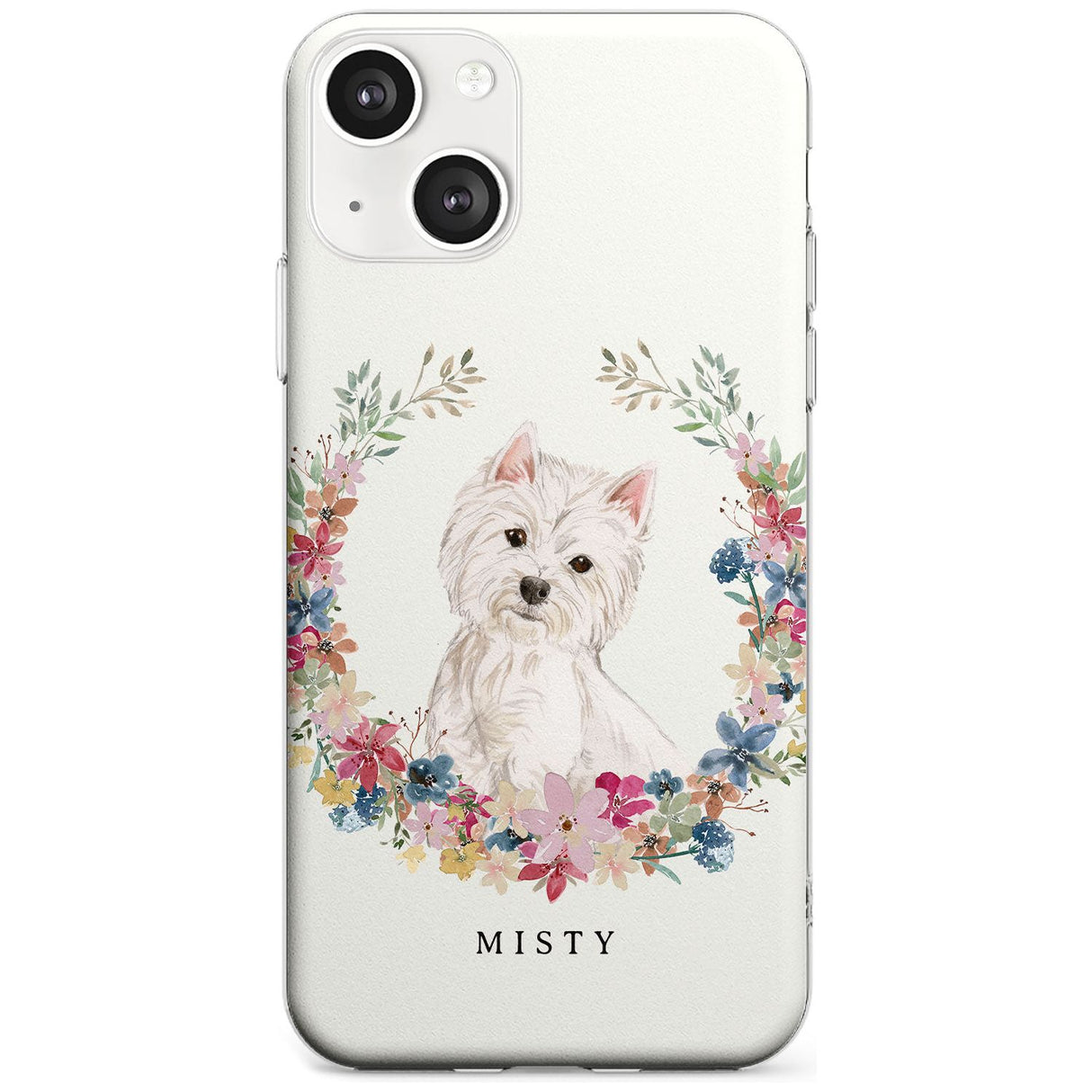 Personalised Westie Watercolour Dog Portrait Custom Phone Case iPhone 13 / Clear Case,iPhone 13 Mini / Clear Case,iPhone 14 / Clear Case,iPhone 14 Plus / Clear Case Blanc Space