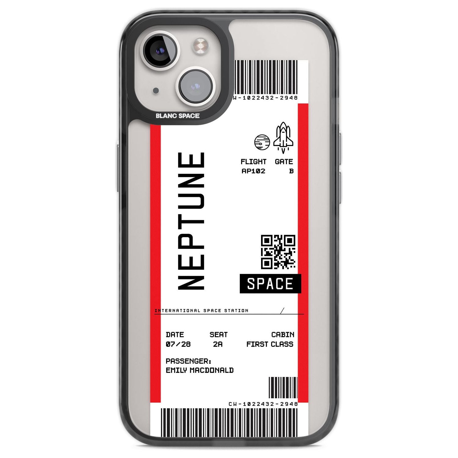 Personalised Neptune Space Travel Ticket Custom Phone Case iPhone 12 / Black Impact Case,iPhone 13 / Black Impact Case,iPhone 12 Pro / Black Impact Case,iPhone 14 / Black Impact Case,iPhone 15 Plus / Black Impact Case,iPhone 15 / Black Impact Case Blanc Space