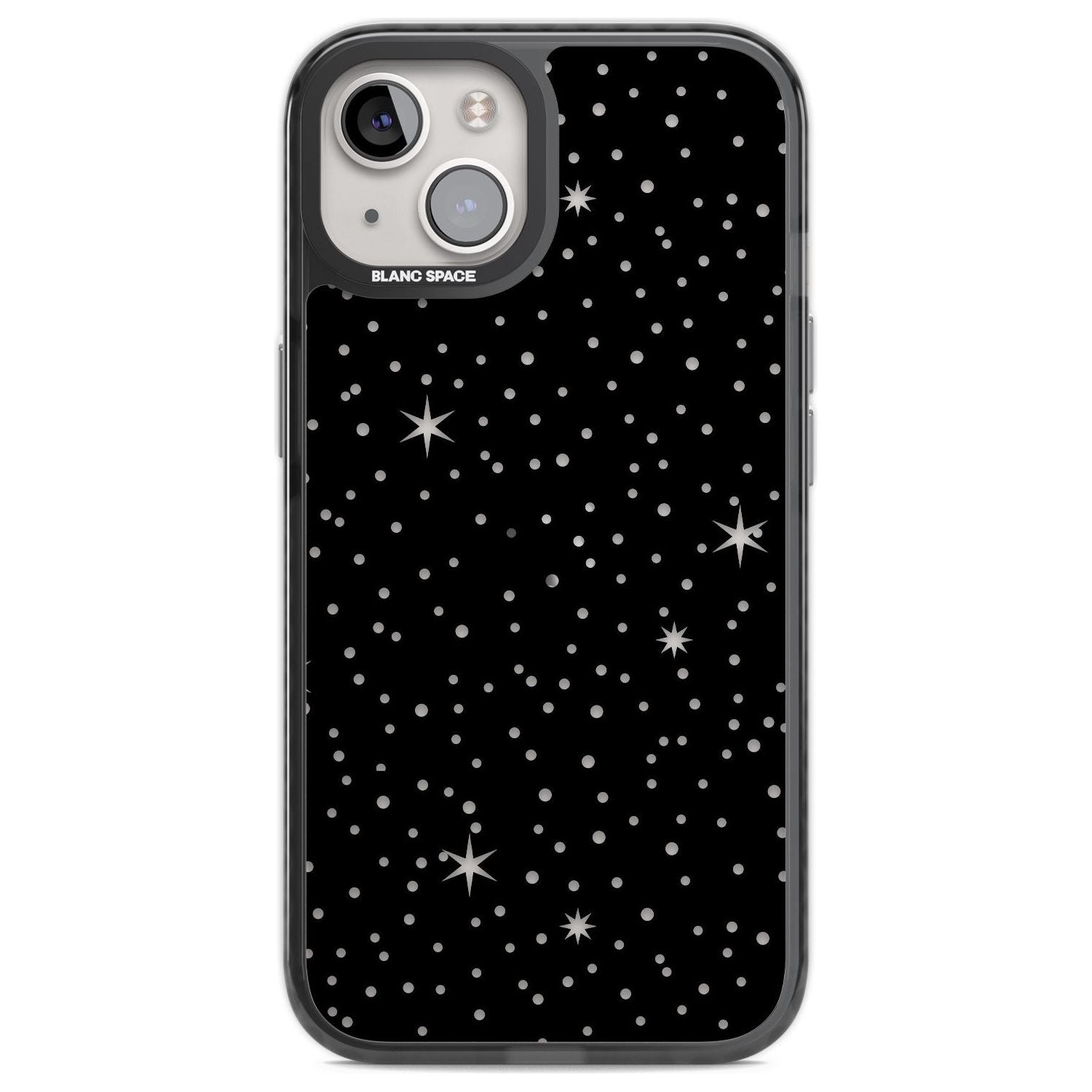 Celestial Cut-Out Stars Phone Case iPhone 12 / Black Impact Case,iPhone 12 Pro / Black Impact Case,iPhone 13 / Black Impact Case,iPhone 14 / Black Impact Case,iPhone 15 / Black Impact Case,iPhone 15 Plus / Black Impact Case Blanc Space
