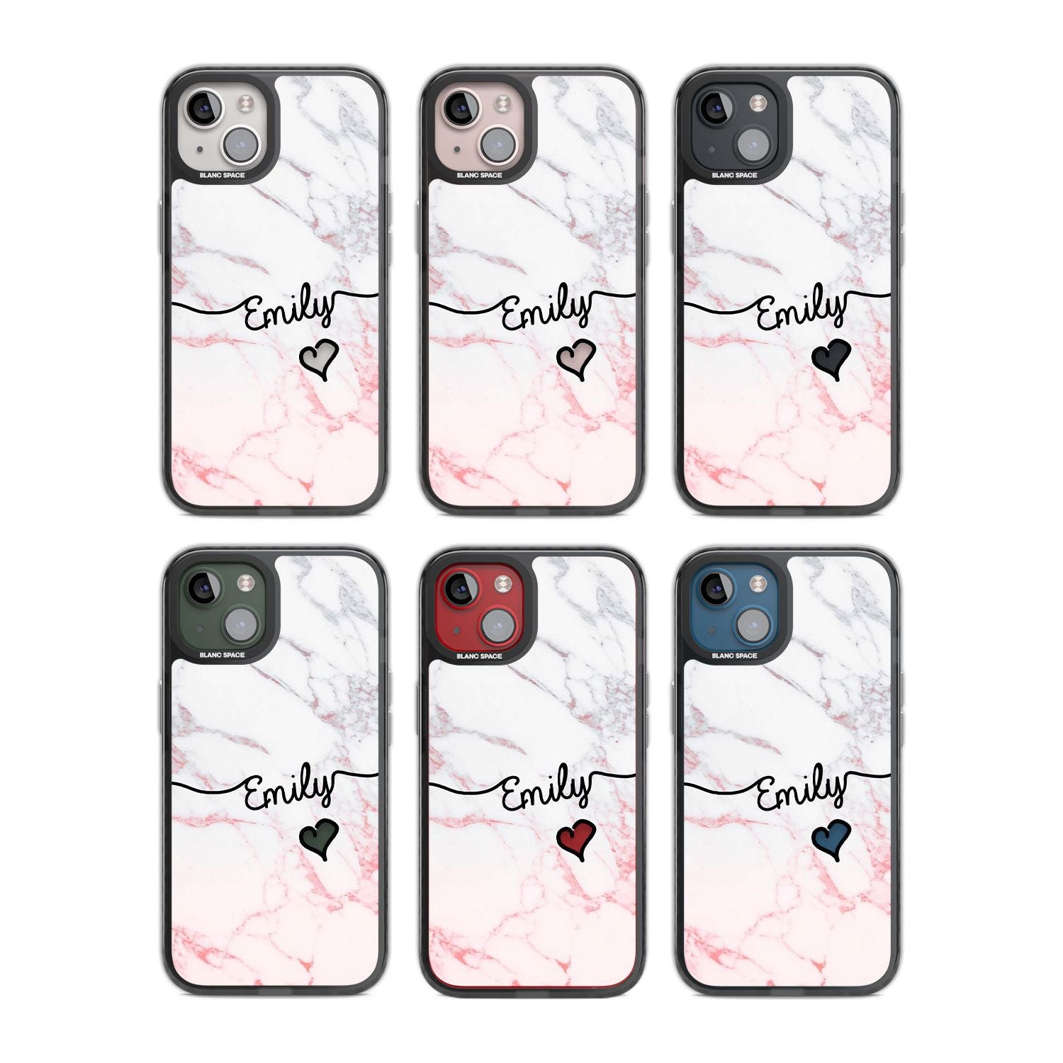 Personalised Pink Fade Marble Heart