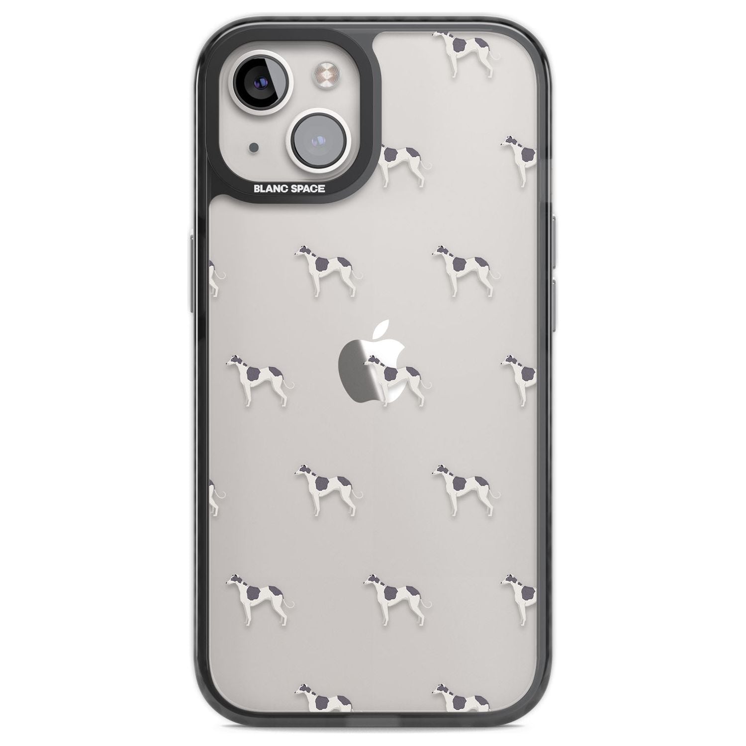 Greyhound Dog Pattern Clear Phone Case iPhone 12 / Black Impact Case,iPhone 13 / Black Impact Case,iPhone 12 Pro / Black Impact Case,iPhone 14 / Black Impact Case,iPhone 15 Plus / Black Impact Case,iPhone 15 / Black Impact Case Blanc Space