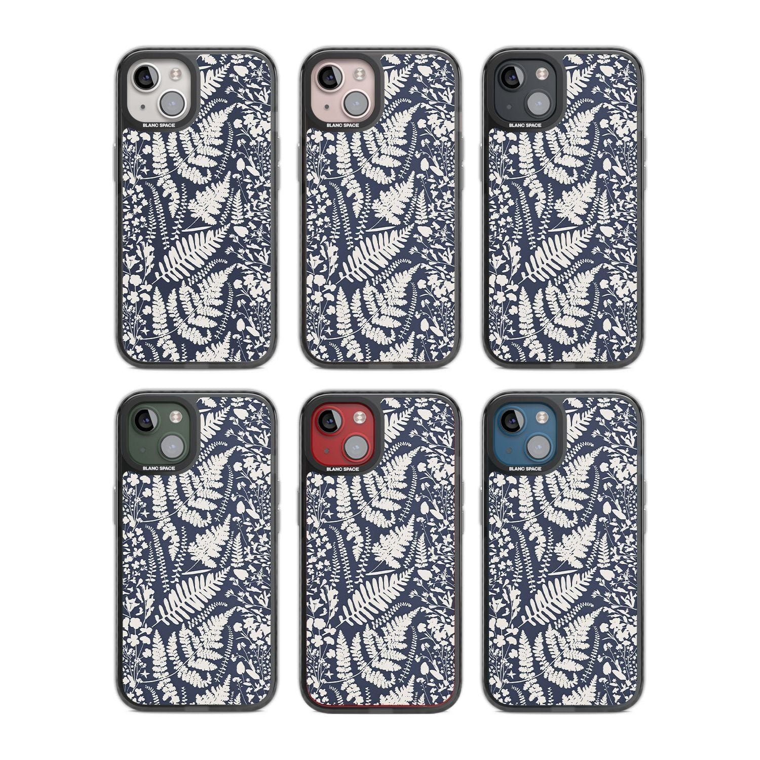 Wildflowers & Ferns On Navy