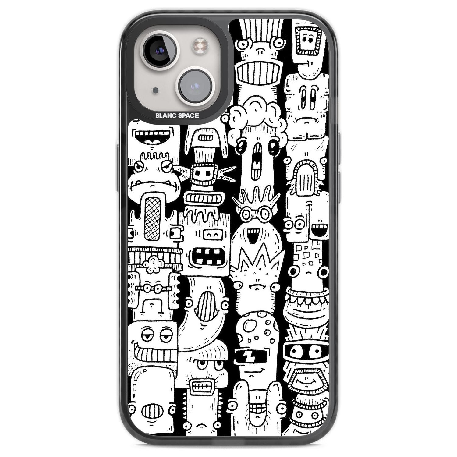 Monochrome Heads Phone Case iPhone 13 / Black Impact Case,iPhone 12 Pro / Black Impact Case,iPhone 12 / Black Impact Case,iPhone 14 / Black Impact Case,iPhone 15 Plus / Black Impact Case,iPhone 15 / Black Impact Case Blanc Space