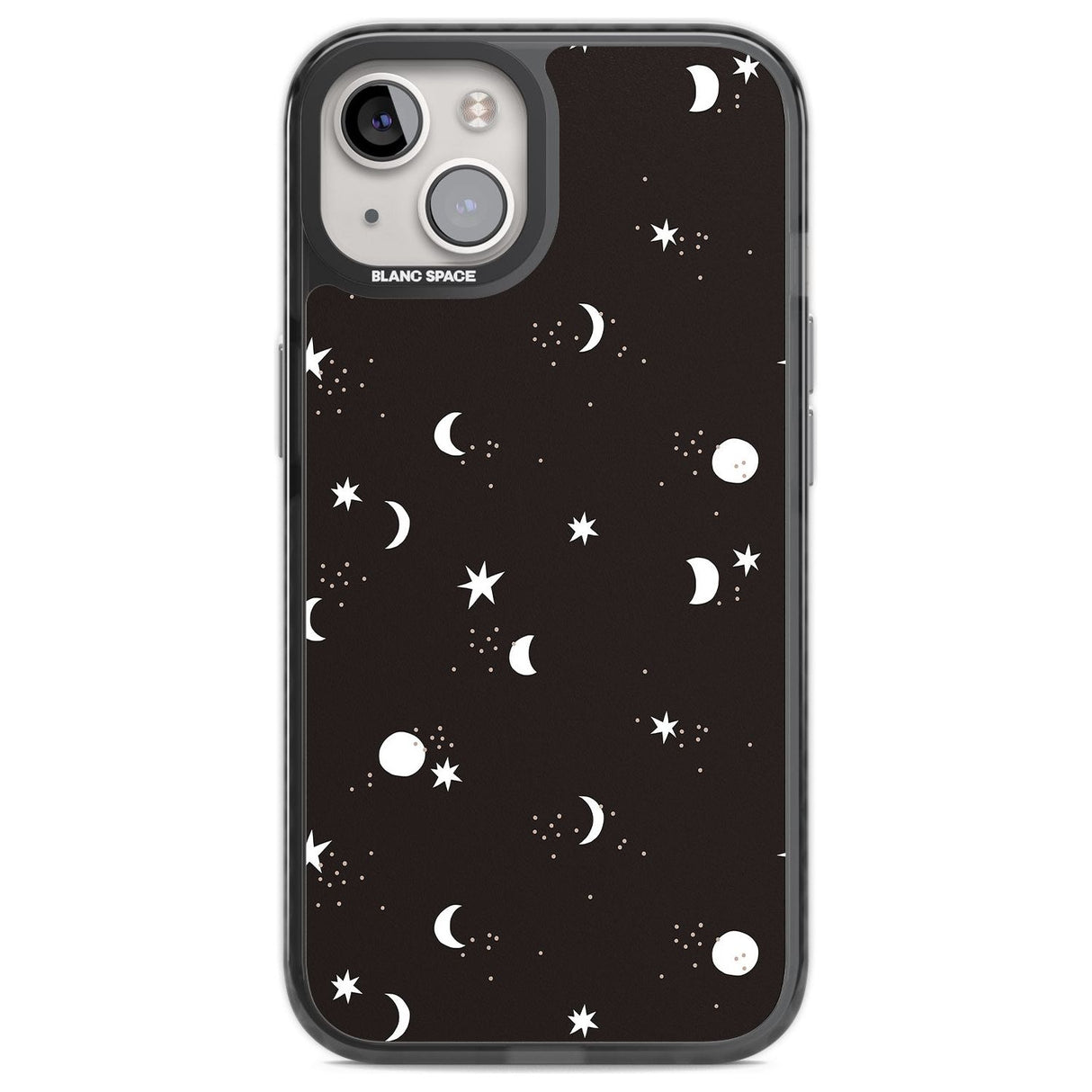 Funky Moons & Stars Phone Case iPhone 12 / Black Impact Case,iPhone 12 Pro / Black Impact Case,iPhone 13 / Black Impact Case,iPhone 14 / Black Impact Case,iPhone 15 / Black Impact Case,iPhone 15 Plus / Black Impact Case Blanc Space