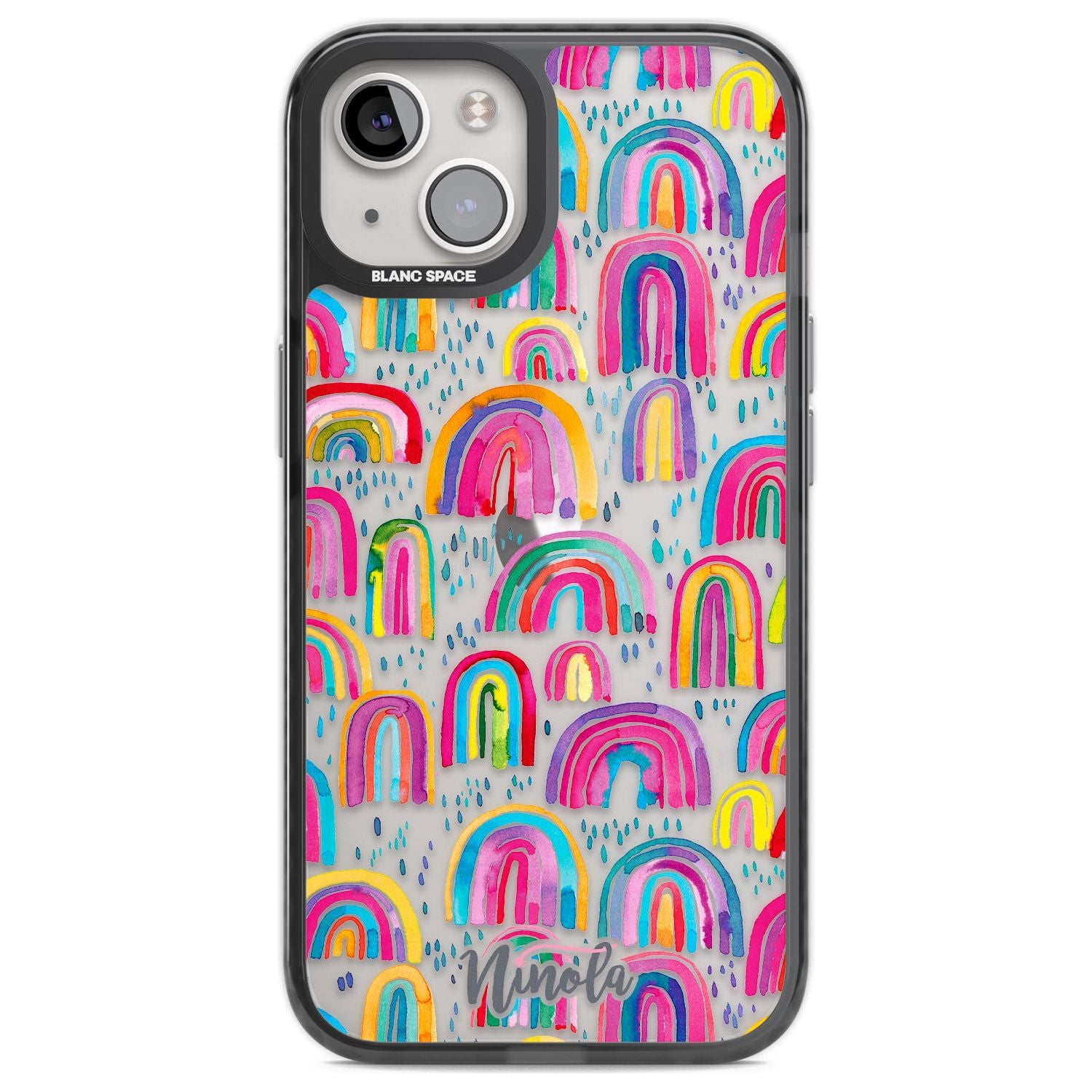 Cute Watercolor Rainbows Phone Case iPhone 12 / Black Impact Case,iPhone 13 / Black Impact Case,iPhone 12 Pro / Black Impact Case,iPhone 14 / Black Impact Case,iPhone 15 Plus / Black Impact Case,iPhone 15 / Black Impact Case Blanc Space