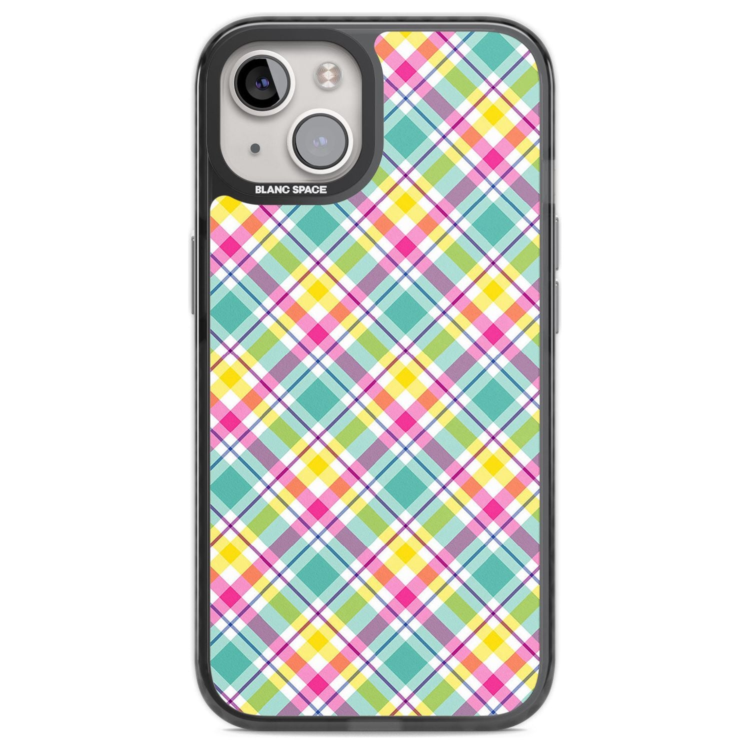 Crosshatch Plaid Phone Case iPhone 13 / Black Impact Case,iPhone 14 / Black Impact Case,iPhone 15 / Black Impact Case,iPhone 15 Plus / Black Impact Case Blanc Space