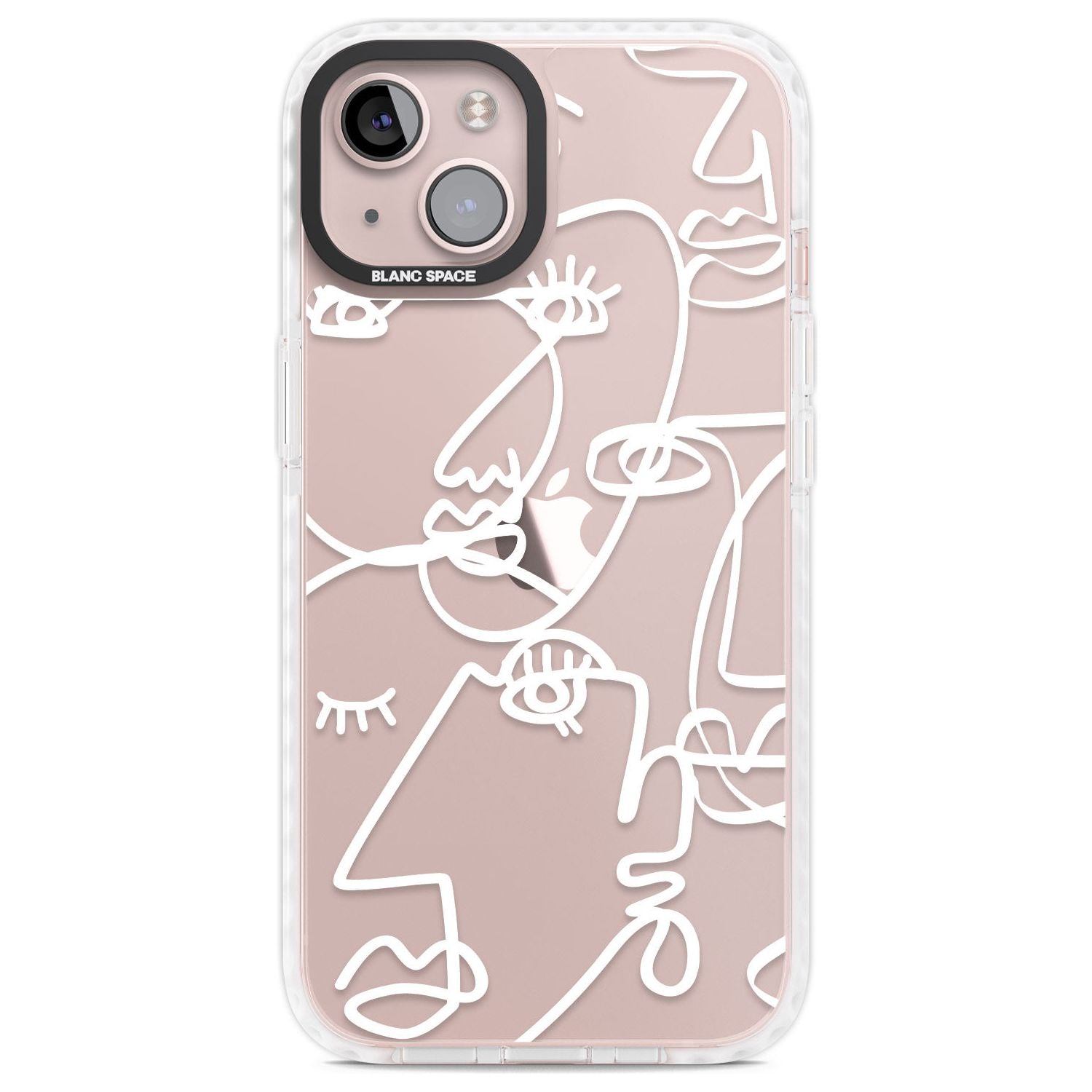 Abstract Continuous Line Faces White on Clear Phone Case iPhone 13 / Impact Case,iPhone 14 / Impact Case,iPhone 15 Plus / Impact Case,iPhone 15 / Impact Case Blanc Space