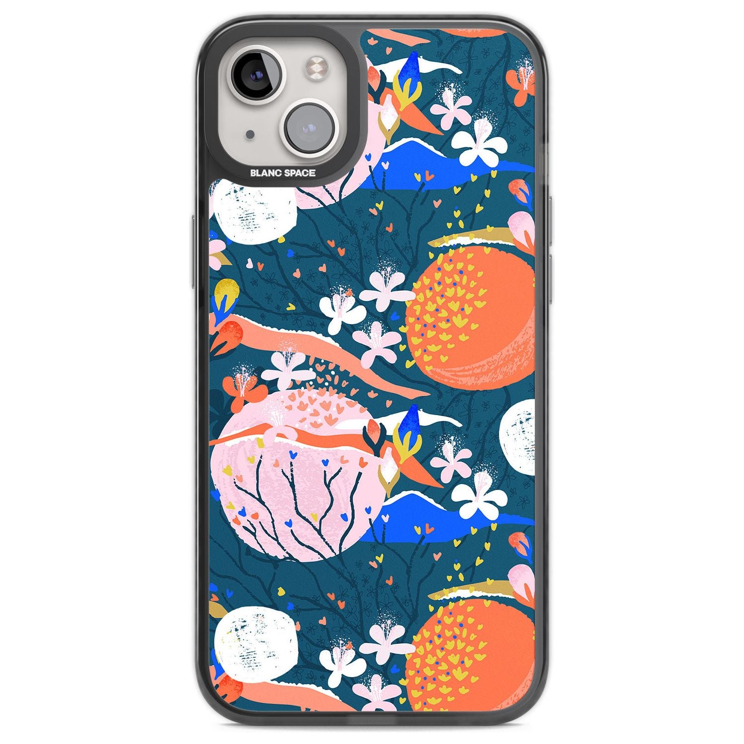 Bright Circles Abstract Phone Case iPhone 14 Plus / Black Impact Case Blanc Space