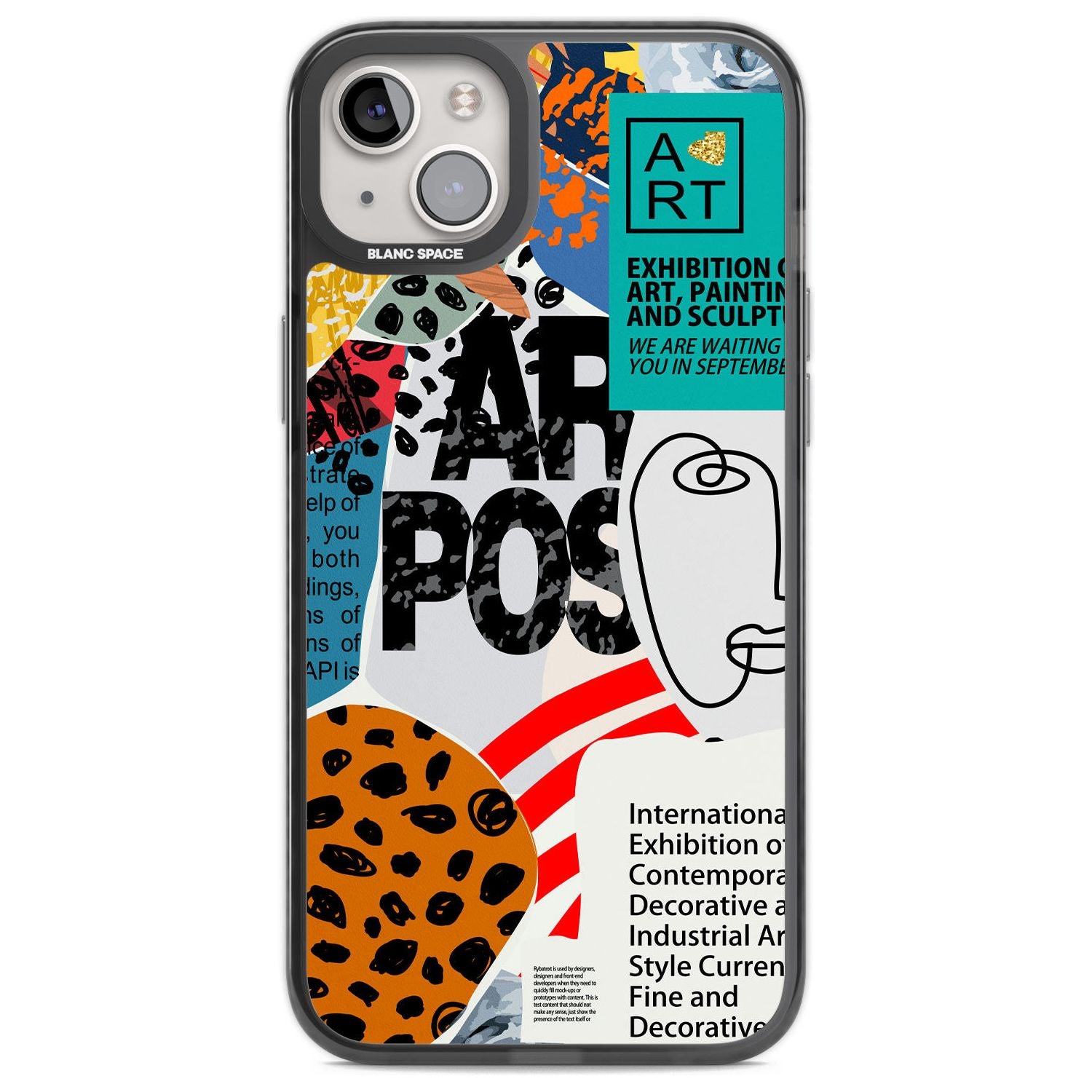 Abstract Art Poster Phone Case iPhone 14 Plus / Black Impact Case Blanc Space