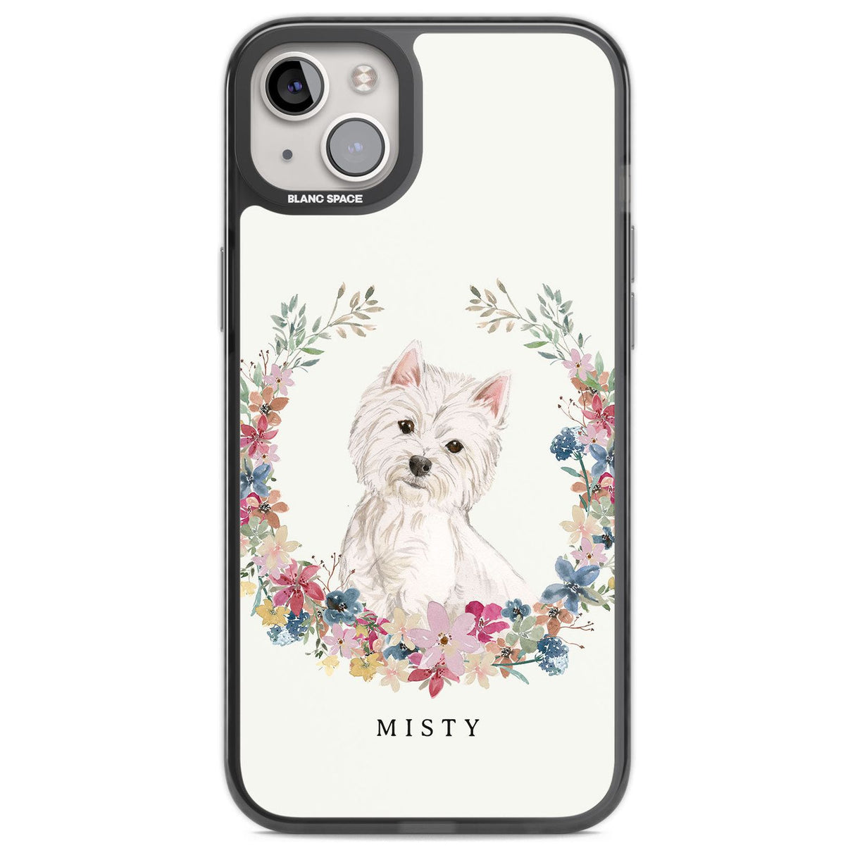 Personalised Westie Watercolour Dog Portrait Custom Phone Case iPhone 14 Plus / Black Impact Case Blanc Space