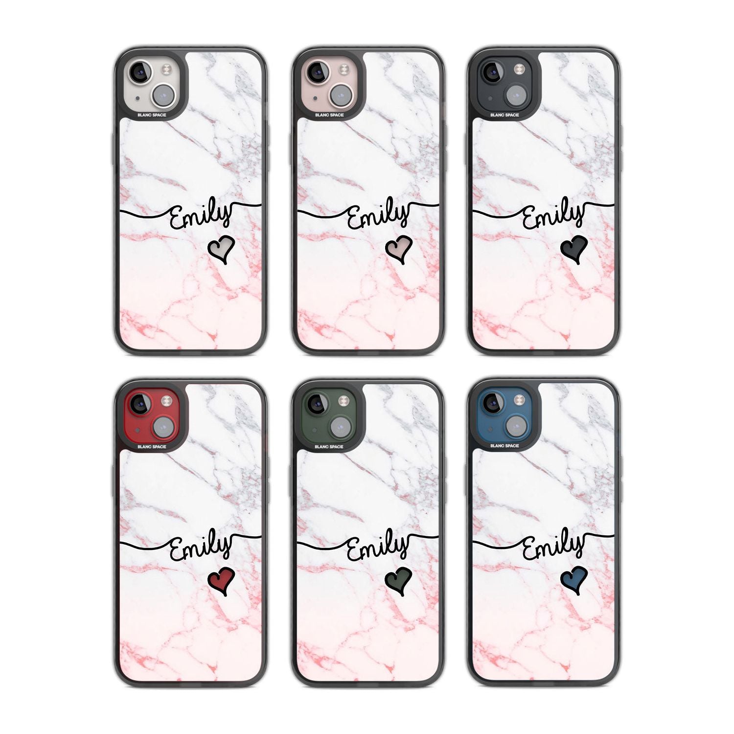 Personalised Pink Fade Marble Heart