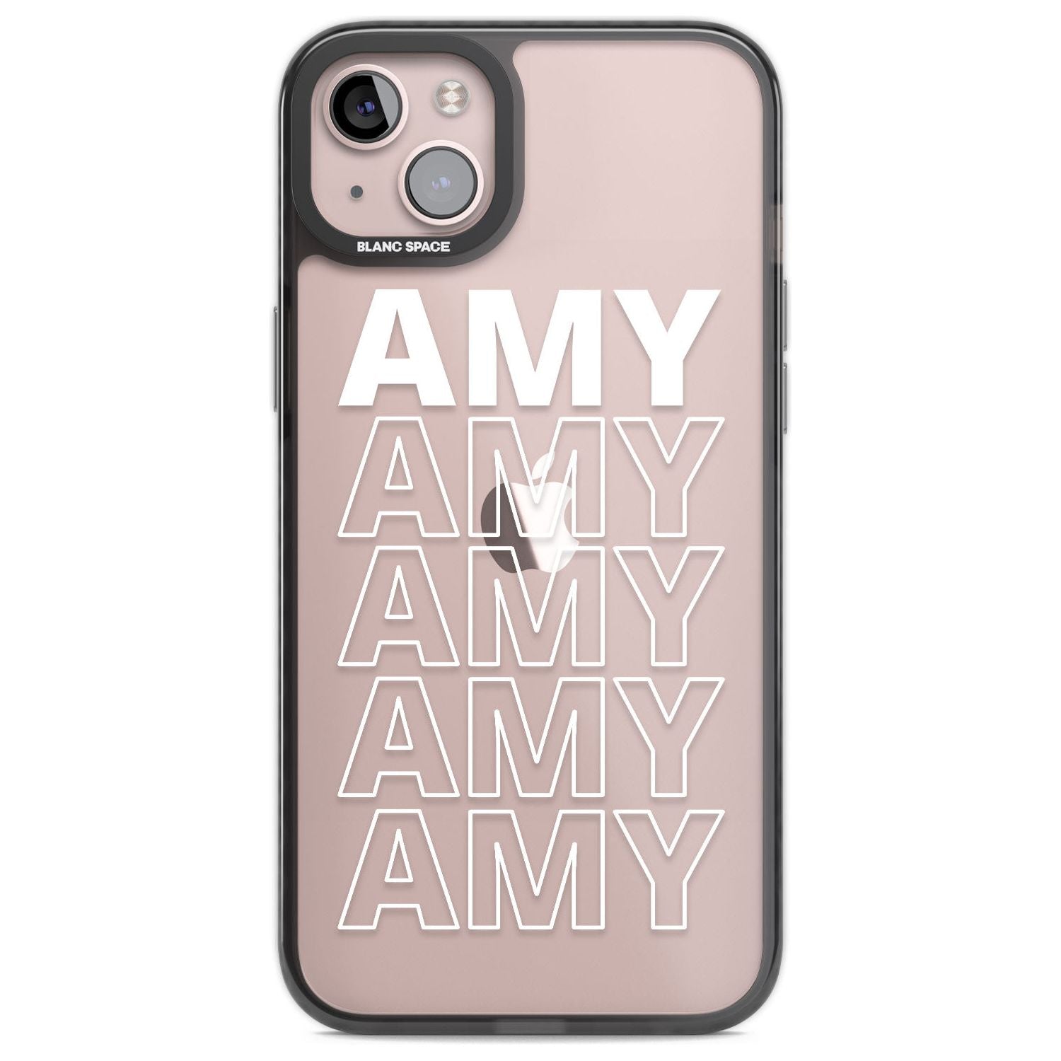 Personalised Clear Text 5C Custom Phone Case iPhone 14 Plus / Black Impact Case Blanc Space