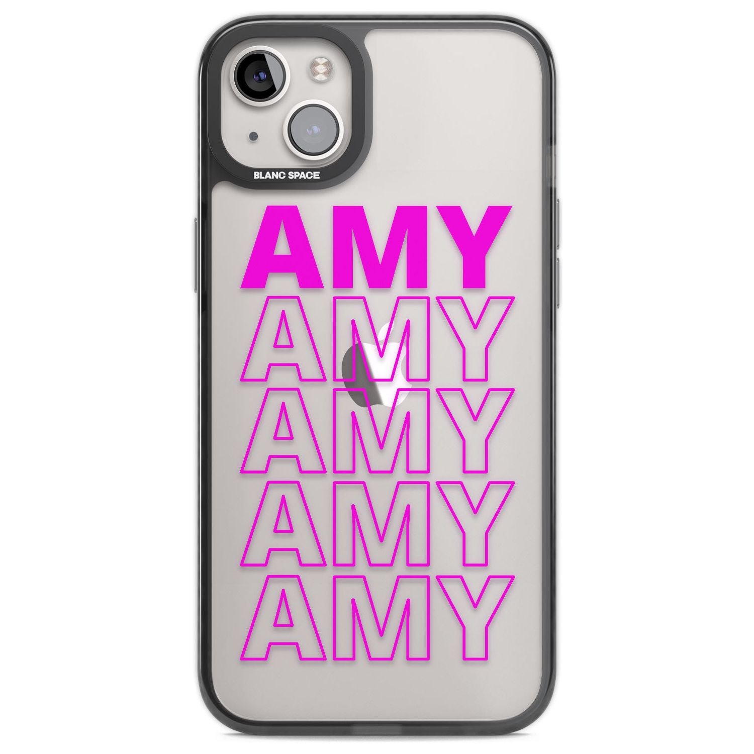 Personalised Clear Text 5D Custom Phone Case iPhone 14 Plus / Black Impact Case Blanc Space