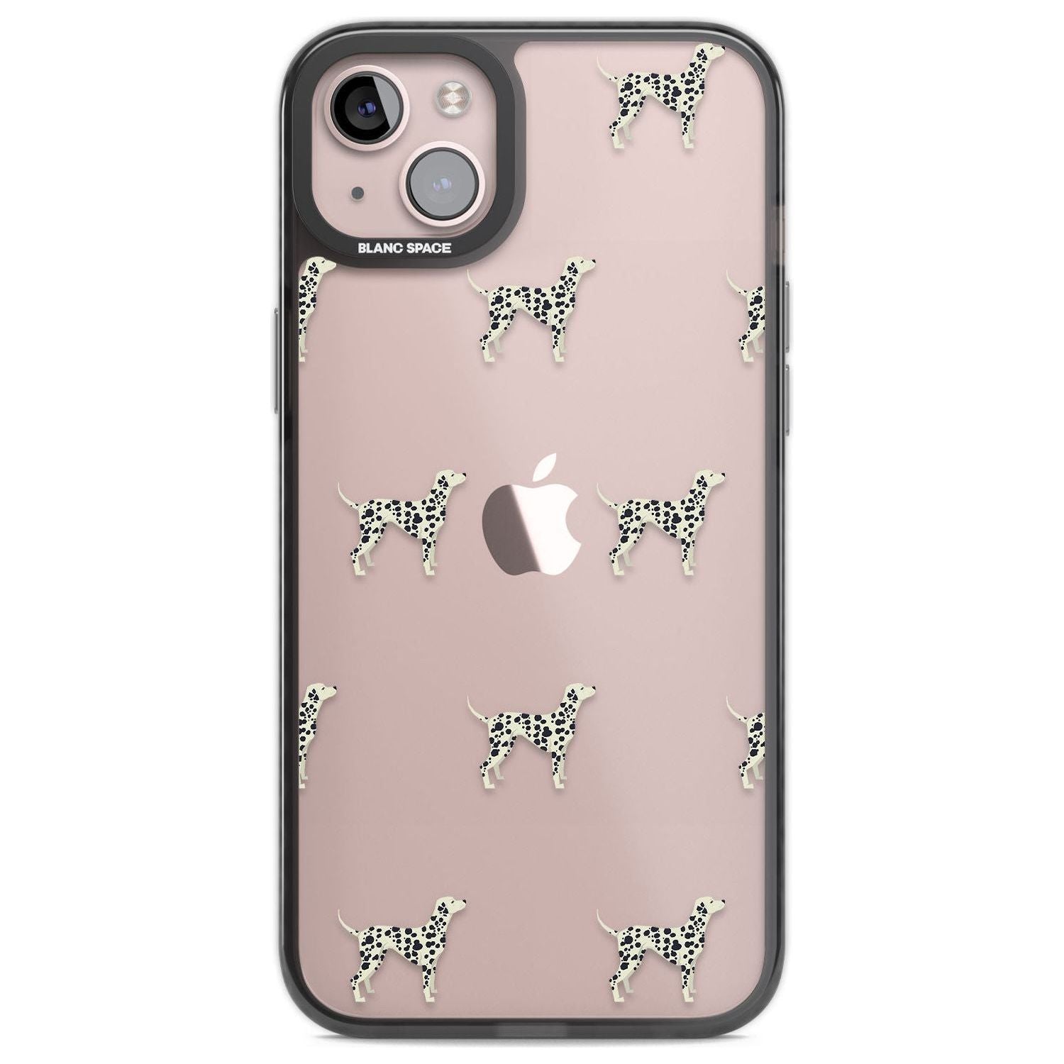 Dalmation Dog Pattern Clear Phone Case iPhone 14 Plus / Black Impact Case Blanc Space