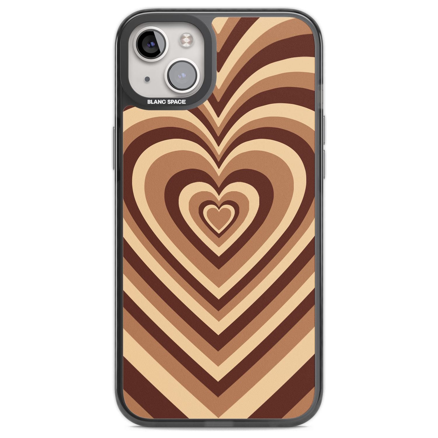 Latte Heart Illusion Phone Case iPhone 14 Plus / Black Impact Case Blanc Space