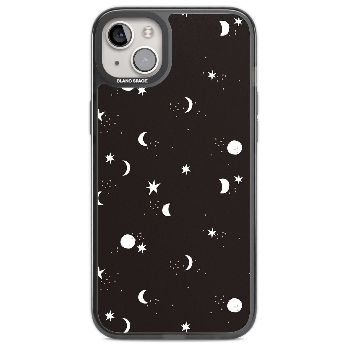 Funky Moons & Stars Phone Case iPhone 14 Plus / Black Impact Case Blanc Space